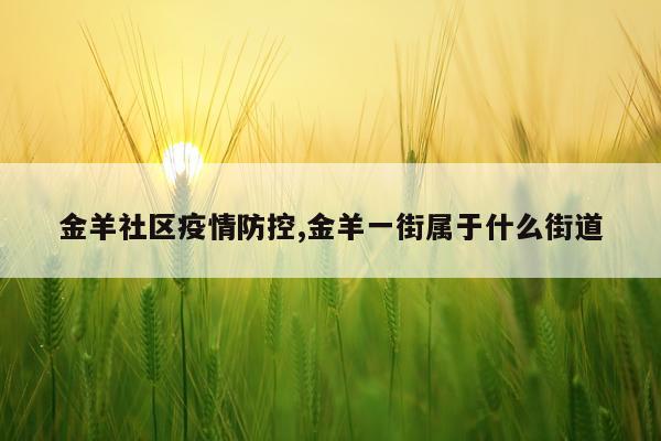 金羊社区疫情防控,金羊一街属于什么街道