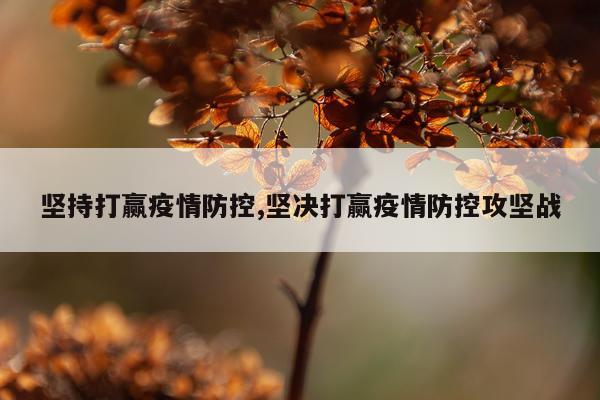 坚持打赢疫情防控,坚决打赢疫情防控攻坚战