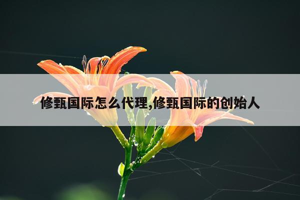 修甄国际怎么代理,修甄国际的创始人