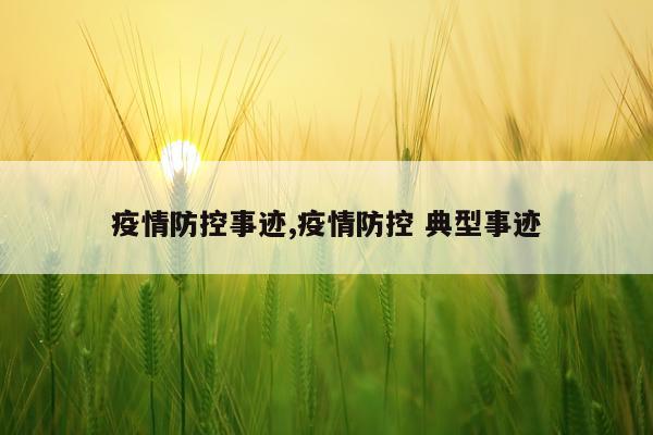疫情防控事迹,疫情防控 典型事迹