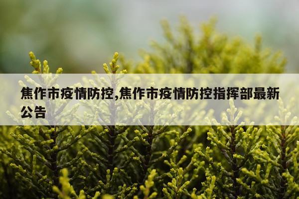 焦作市疫情防控,焦作市疫情防控指挥部最新公告