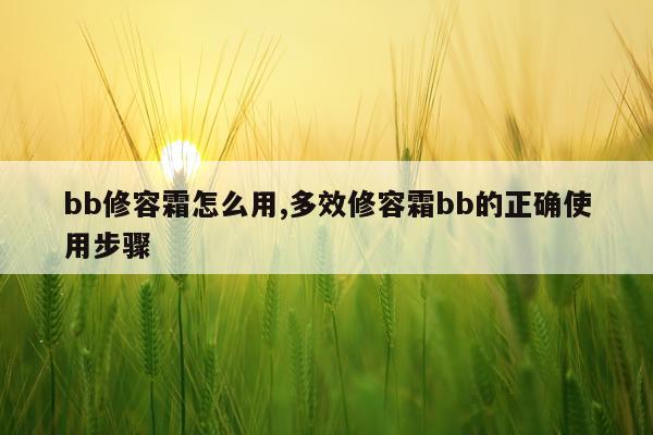 bb修容霜怎么用,多效修容霜bb的正确使用步骤