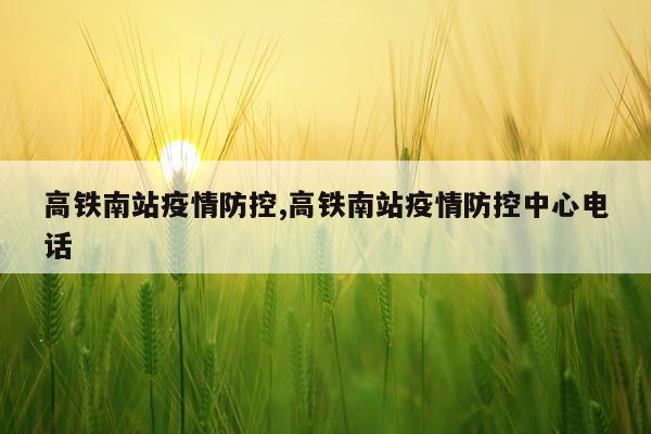 高铁南站疫情防控,高铁南站疫情防控中心电话