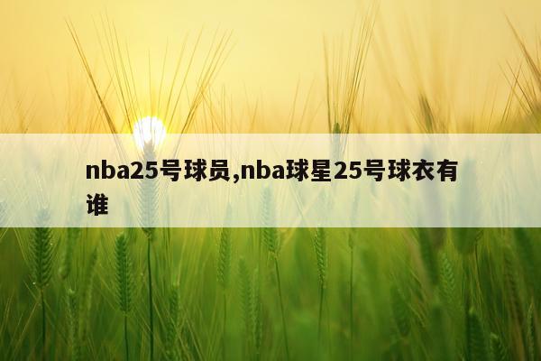 nba25号球员,nba球星25号球衣有谁