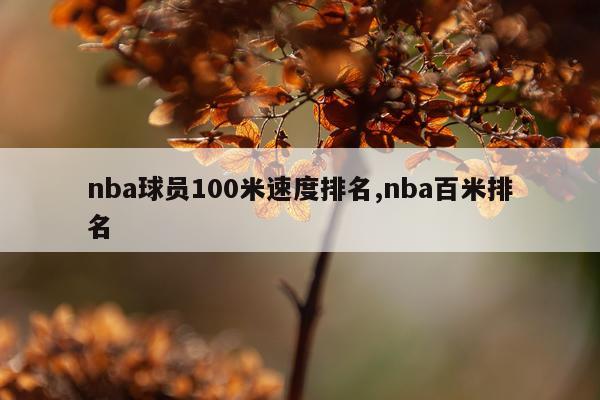 nba球员100米速度排名,nba百米排名