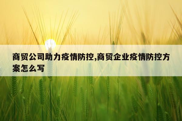 商贸公司助力疫情防控,商贸企业疫情防控方案怎么写