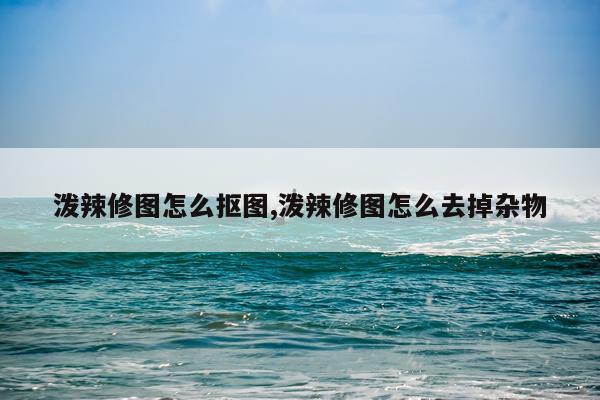 泼辣修图怎么抠图,泼辣修图怎么去掉杂物