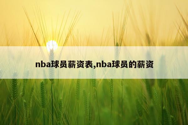 nba球员薪资表,nba球员的薪资