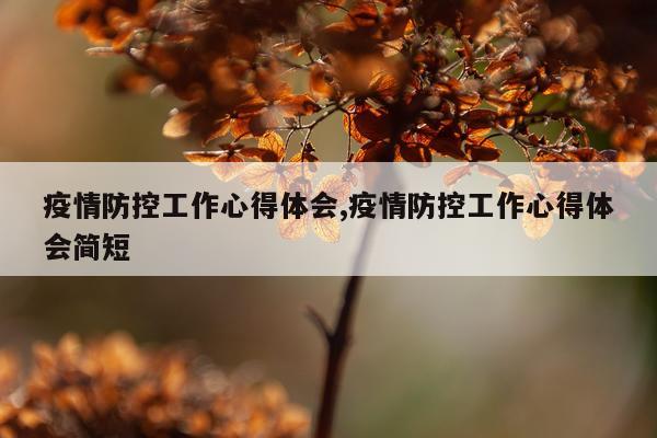 疫情防控工作心得体会,疫情防控工作心得体会简短