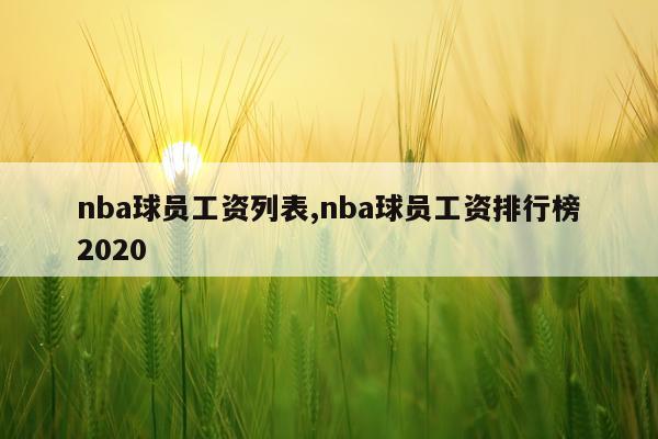 nba球员工资列表,nba球员工资排行榜2020
