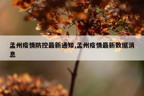 孟州疫情防控最新通知,孟州疫情最新数据消息