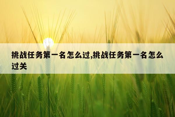 挑战任务第一名怎么过,挑战任务第一名怎么过关