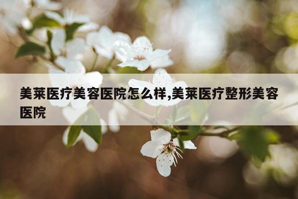 美莱医疗美容医院怎么样,美莱医疗整形美容医院