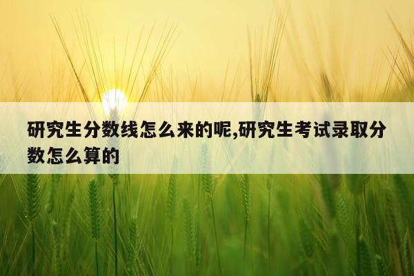 研究生分数线怎么来的呢,研究生考试录取分数怎么算的