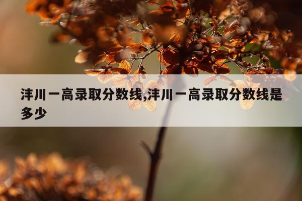 沣川一高录取分数线,沣川一高录取分数线是多少