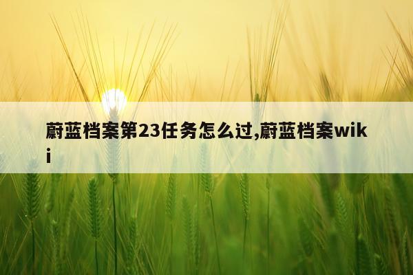 蔚蓝档案第23任务怎么过,蔚蓝档案wiki