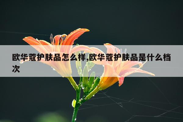 欧华蔻护肤品怎么样,欧华蔻护肤品是什么档次