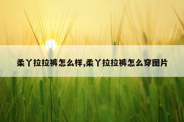 柔丫拉拉裤怎么样,柔丫拉拉裤怎么穿图片